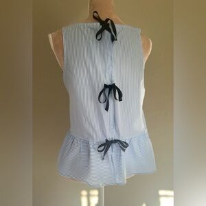 Striped ruffled tank with open back